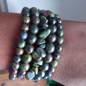 Dragon blood Jasper stack bracelet of 5